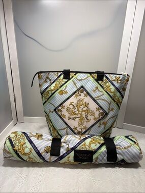 Victoria's Secret Baroque Pattern picnic set in Pastel Blue, Green & Gold